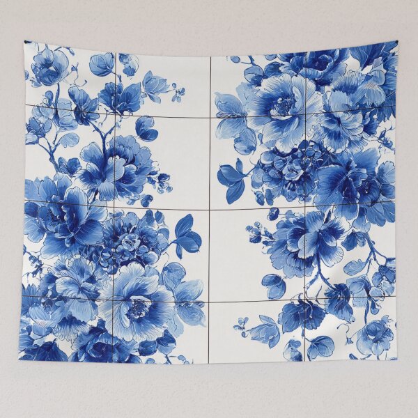 Item preview, Royal Delft Blue Ink Blue Flowers Tile Pattern designed and sold by GrinGalore.