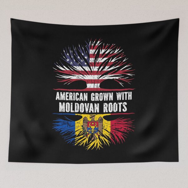 Item preview, American Grown with Moldovan Roots USA Flag designed and sold by CosmoKitsch.