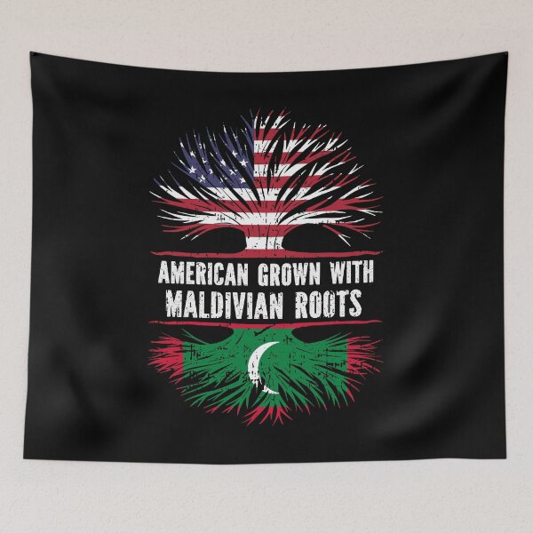 Item preview, American Grown with Maldivian Roots USA Flag designed and sold by CosmoKitsch.