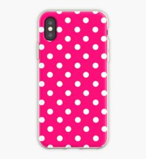 Bright pink polka dot pattern iPhone Case