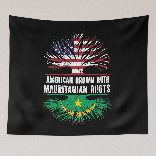 Item preview, American Grown with Mauritanian Roots USA Flag designed and sold by CosmoKitsch.