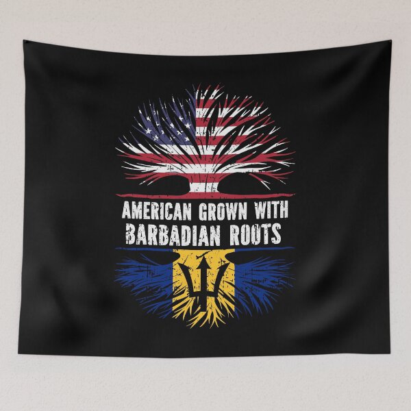 Item preview, American Grown with Barbadian Roots USA Flag designed and sold by CosmoKitsch.