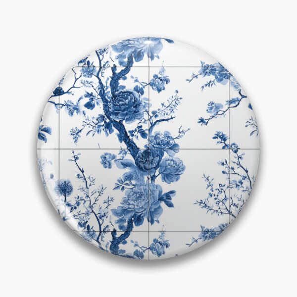 Item preview, Royal Delft Blue Ink Branches Floral Tile Pattern designed and sold by GrinGalore.