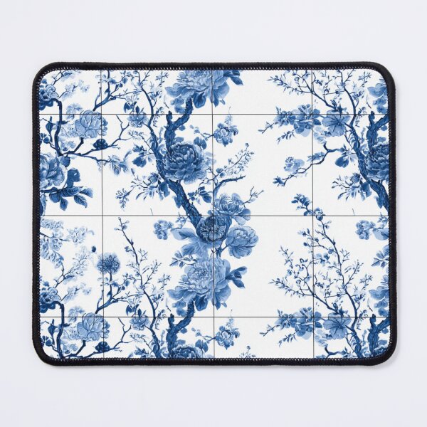Item preview, Royal Delft Blue Ink Branches Floral Tile Pattern designed and sold by GrinGalore.