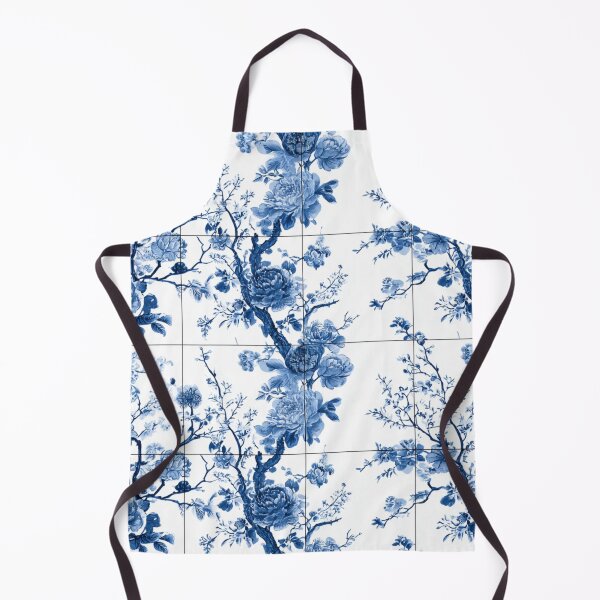 Item preview, Royal Delft Blue Ink Branches Floral Tile Pattern designed and sold by GrinGalore.