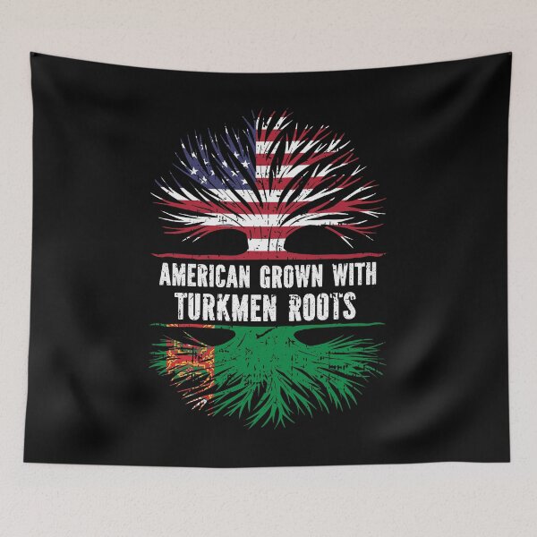 Item preview, American Grown with Turkmen Roots USA Flag designed and sold by CosmoKitsch.