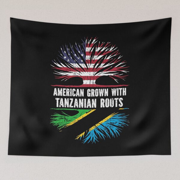 Item preview, American Grown with Tanzanian Roots USA Flag designed and sold by CosmoKitsch.