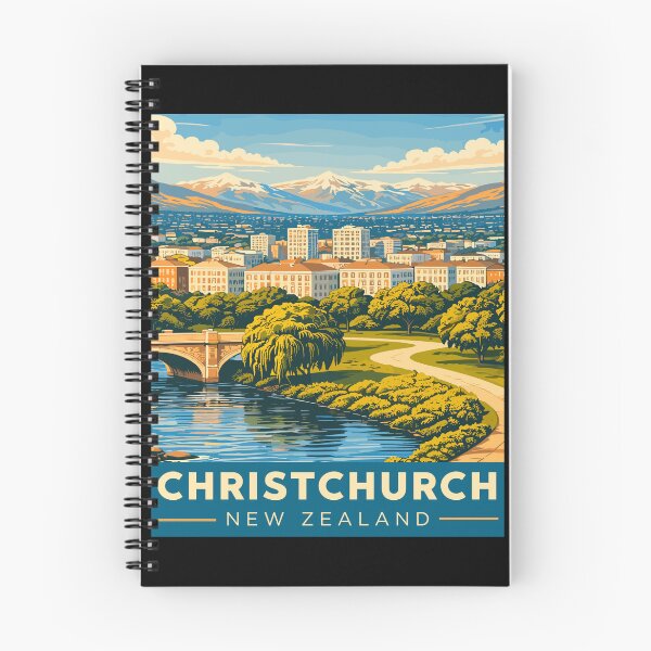 Item preview, Christchurch in New Zealand Vintage Art Travel Landscape designed and sold by MaateoDesign.