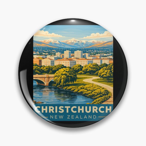 Item preview, Christchurch in New Zealand Vintage Art Travel Landscape designed and sold by MaateoDesign.