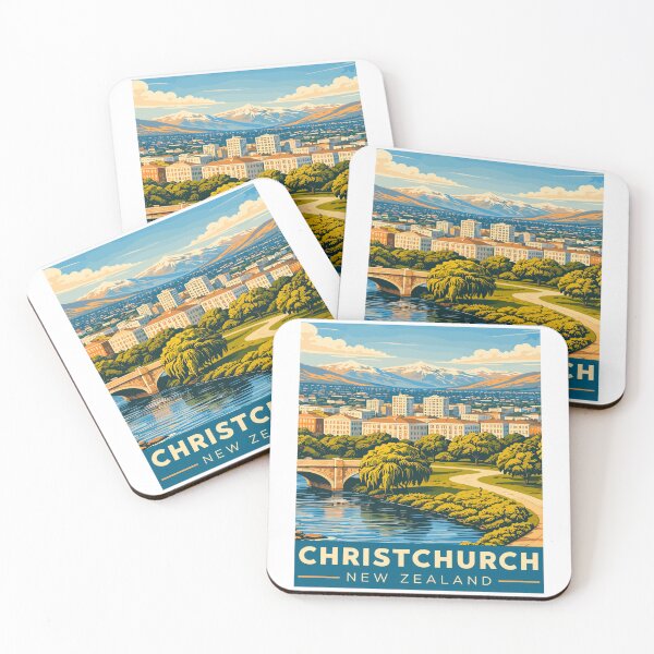 Item preview, Christchurch in New Zealand Vintage Art Travel Landscape designed and sold by MaateoDesign.