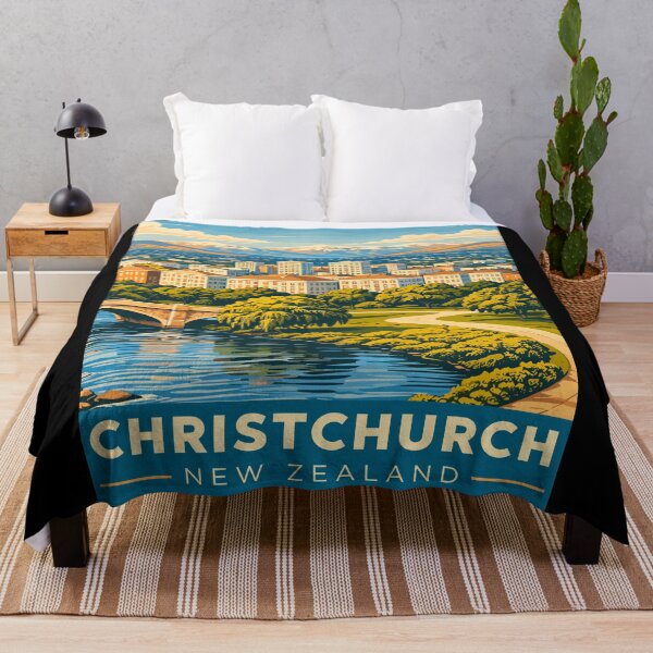 Item preview, Christchurch in New Zealand Vintage Art Travel Landscape designed and sold by MaateoDesign.