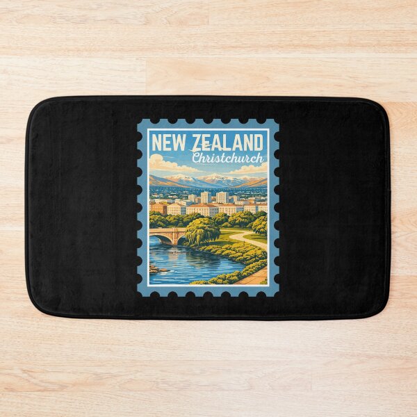 Item preview, Christchurch in New Zealand, Vintage Travel Stamp Illustration designed and sold by MaateoDesign.