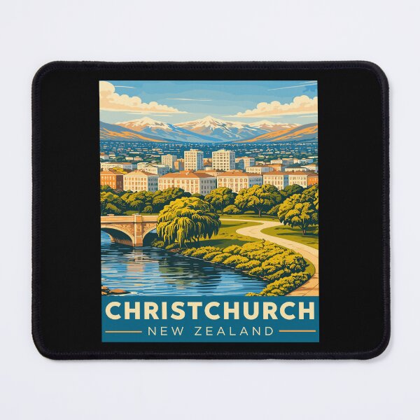 Item preview, Christchurch in New Zealand Vintage Art Travel Landscape designed and sold by MaateoDesign.