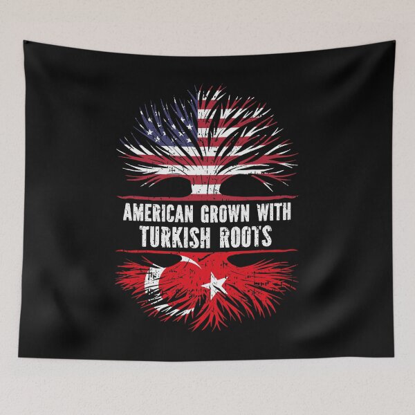 Item preview, American Grown with Turkish Roots USA Flag designed and sold by CosmoKitsch.