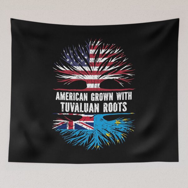 Item preview, American Grown with Tuvaluan Roots USA Flag designed and sold by CosmoKitsch.