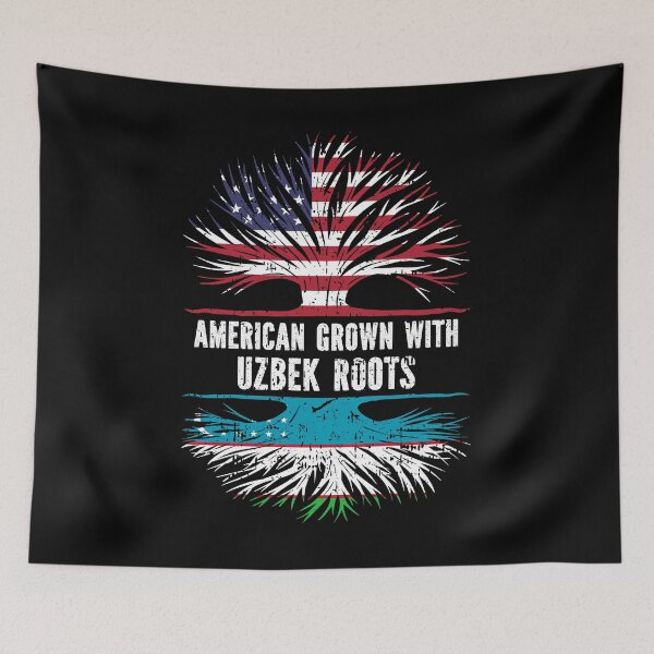 Item preview, American Grown with Uzbek Roots USA Flag designed and sold by CosmoKitsch.