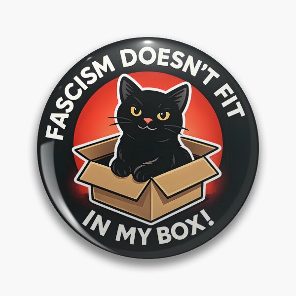 Item preview, Fascism Doesn’t Fit In My Box  Funny Black Cat Protest Sticker – Cozy Anti-Fascist Red Circle Humor Design designed and sold by WAUZ.