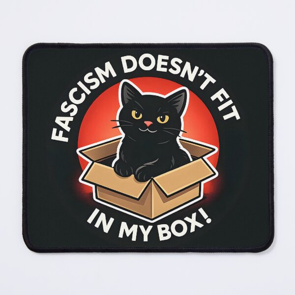 Item preview, Fascism Doesn’t Fit In My Box  Funny Black Cat Protest Sticker – Cozy Anti-Fascist Red Circle Humor Design designed and sold by WAUZ.