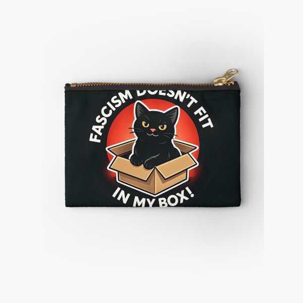 Item preview, Fascism Doesn’t Fit In My Box  Funny Black Cat Protest Sticker – Cozy Anti-Fascist Red Circle Humor Design designed and sold by WAUZ.