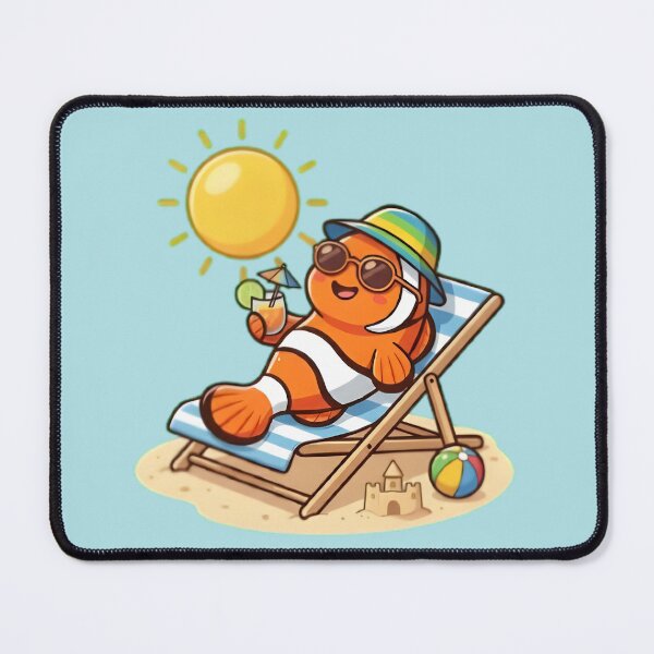 Item preview, Kawaii Clownfish Relaxing on Beach - Summer Sunbath Cartoon designed and sold by WalterAdd.