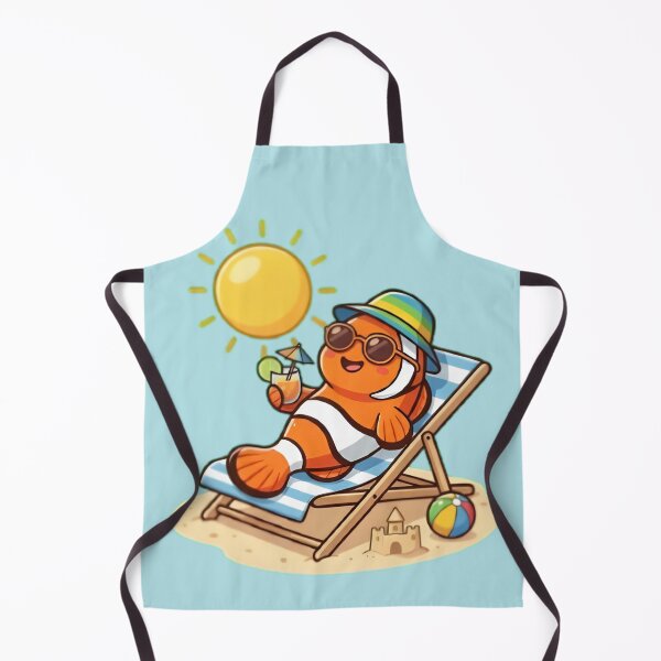 Item preview, Kawaii Clownfish Relaxing on Beach - Summer Sunbath Cartoon designed and sold by WalterAdd.