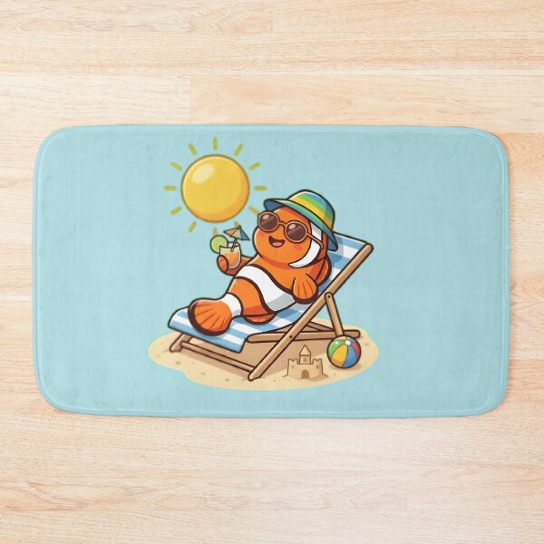 Item preview, Kawaii Clownfish Relaxing on Beach - Summer Sunbath Cartoon designed and sold by WalterAdd.