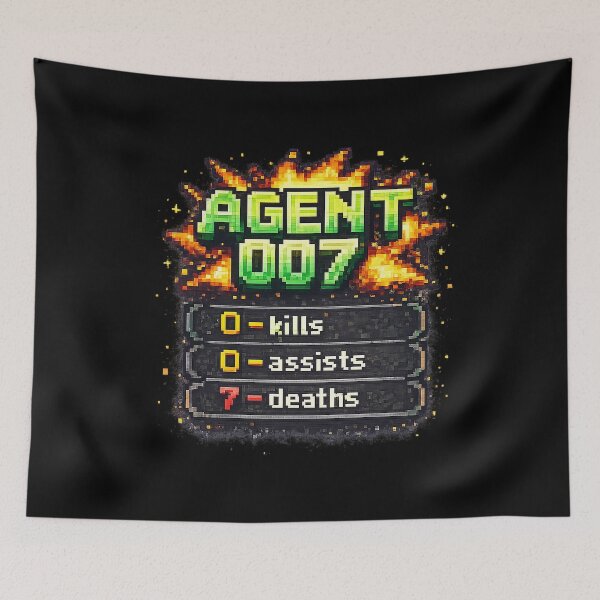 Item preview, Agent 007 Gaming Meme Fail Stats designed and sold by AlvelinaCP.
