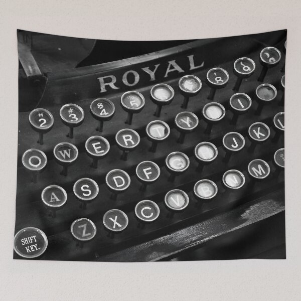 Item preview, A clean, well lighted place, Royal typewriter writer's author's black and white vintage photographic art print designed and sold by Astrid Arkhangelsky.