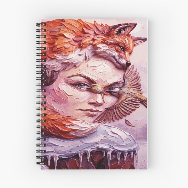 Item preview, Textured Oil Painting of a Human Face Merged With a Red Fox and Wild Birds designed and sold by ARTCREATESHOP.