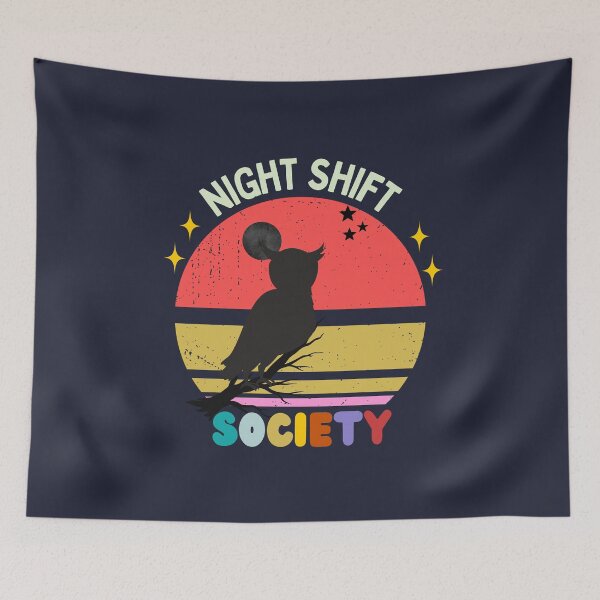 Item preview, Night Shift Society Owl – Retro Vintage Nocturnal Aesthetic 80s Sunset Grunge Night Owl Club T-Shirt designed and sold by HOUSE OF TIST.