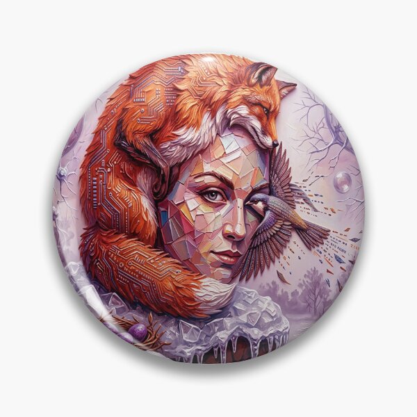 Item preview, Surreal Cybernetic Portrait Merging Human Intelligence, Nature, and Digital Circuitry in a Stunning Artistic Vision designed and sold by ARTCREATESHOP.