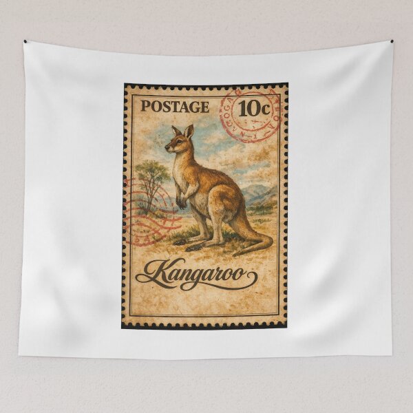 Item preview, Kangaroo Postage – Vintage Australia designed and sold by ForeverPrintsOK.