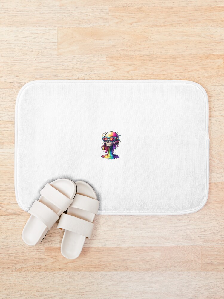 Thumbnail 1 of 6, Bath Mat, Colorful Skull designed and sold by InkVortexa.