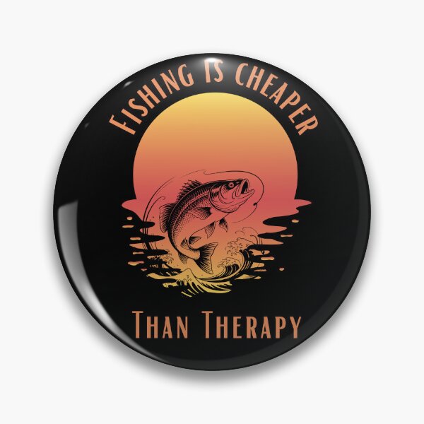 Item preview, Fishing Is Cheaper Than Therapy Vintage Bass Angler Retro Sunset designed and sold by Ladys-Gents.