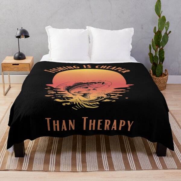 Item preview, Fishing Is Cheaper Than Therapy Vintage Bass Angler Retro Sunset designed and sold by Ladys-Gents.
