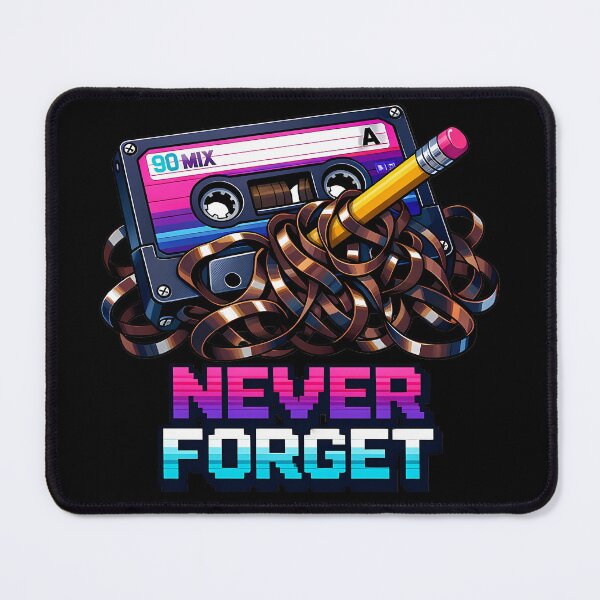 Item preview, Never Forget 90s Cassette Tape and Pencil Retro Nostalgia designed and sold by DraftAndDoneArt.