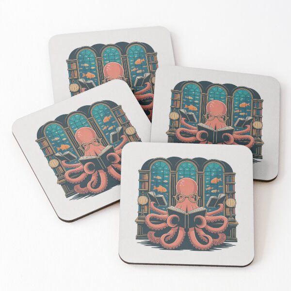 Item preview, Octopus Reading Books Underwater Library — Funny Book Lover Gift, Ocean Art, Reader Sticker designed and sold by TheFlamedArts.