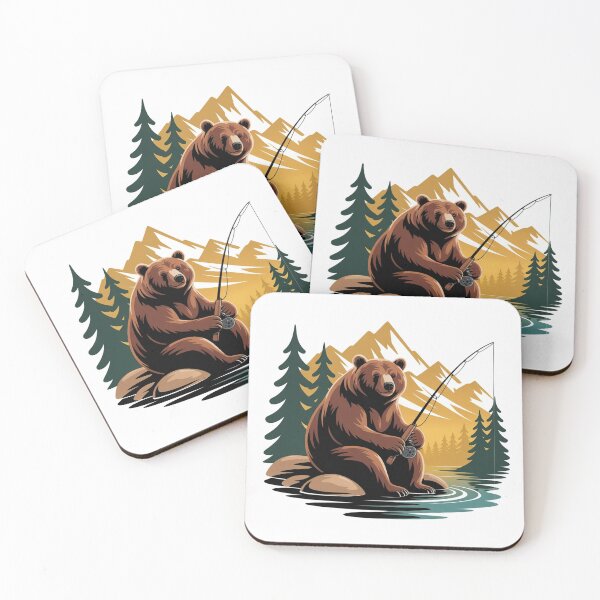Item preview, Bear Fishing in Mountain Stream T-Shirt — Outdoor Lover Gift, Fishing Bear Art, Nature Sticker designed and sold by TheFlamedArts.