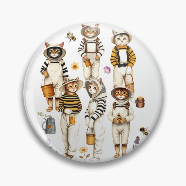 Item preview, Anthropomorphic Cat Beekeeper Cottagecore Pattern | Honey-Inspired Art designed and sold by UnhingedBird.