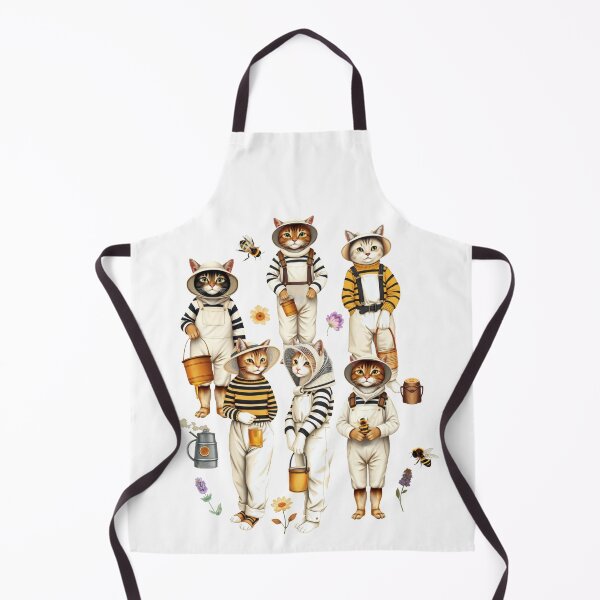 Item preview, Anthropomorphic Cat Beekeeper Cottagecore Pattern | Honey-Inspired Art designed and sold by UnhingedBird.