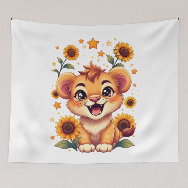 Item preview, Cute Baby Lion Sunflowers designed and sold by CoquetteLunaCo.