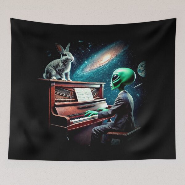 Item preview, Cosmic Alien Pianist – Surreal Space Fantasy designed and sold by Dogandesighn.