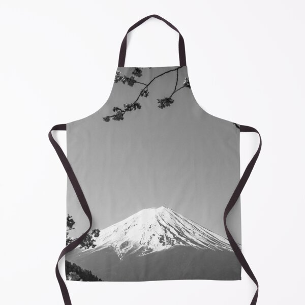 Item preview, Blooming pink cherry blossoms, Mount Fuji, Japan landscape black and white photographic art print designed and sold by Astrid Arkhangelsky.