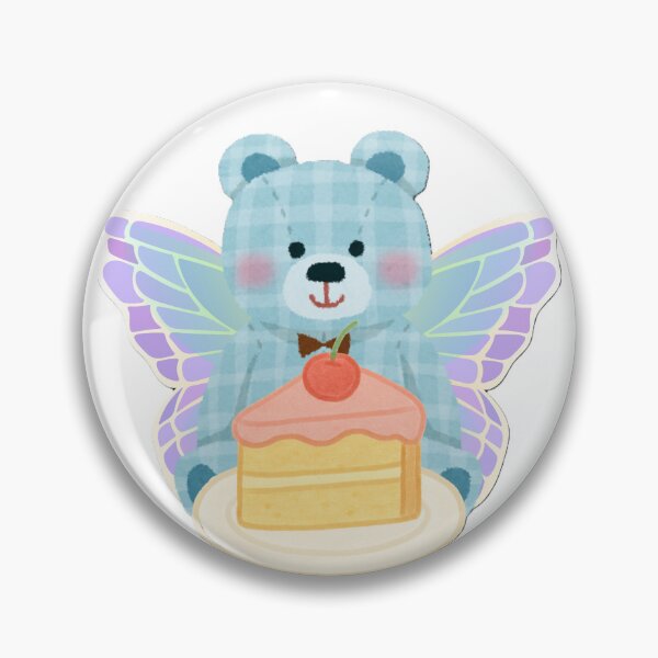 Item preview, winged teddy bear eating cake designed and sold by Cora Gregory.