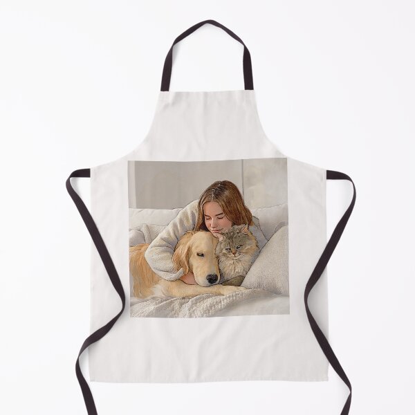 Item preview, Quiet Embrace – Woman, Golden Retriever & Cat in Minimalist Serenity #1 designed and sold by Helios Be. Lavsh.