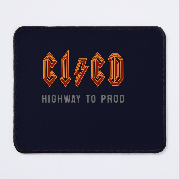 Item preview, CICD Highway to Prod - DevOps - ACDC Rockstar Devops Tshirt Red on Black designed and sold by VandoorLabs.