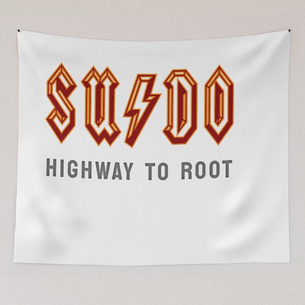 Item preview, SUDO Highway to Root - Developer - ACDC Rockstar Coder tshirt Red on Black designed and sold by VandoorLabs.