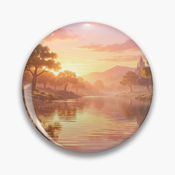 Item preview, Mystic Sunset Atmosphere – Fantasy River Scene with Golden Light and Dreamlike Architecture designed and sold by FotoworldEdel.