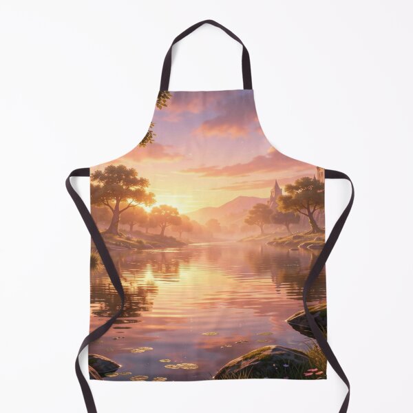 Item preview, Mystic Sunset Atmosphere – Fantasy River Scene with Golden Light and Dreamlike Architecture designed and sold by FotoworldEdel.