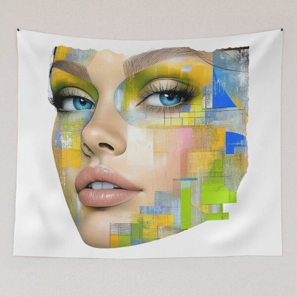 Item preview, Abstract Geometric Face Art – Modern Color Block Portrait, Contemporary Mixed Media Aesthetic, Artistic Design designed and sold by ChenEngEng.